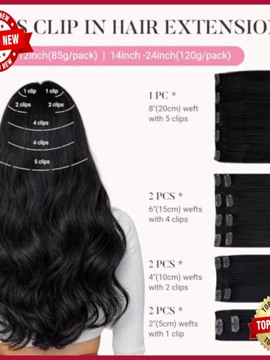 18 Inch Clip In Human Hair Extensions 7 Piece Set 120g Double Weft main image 4